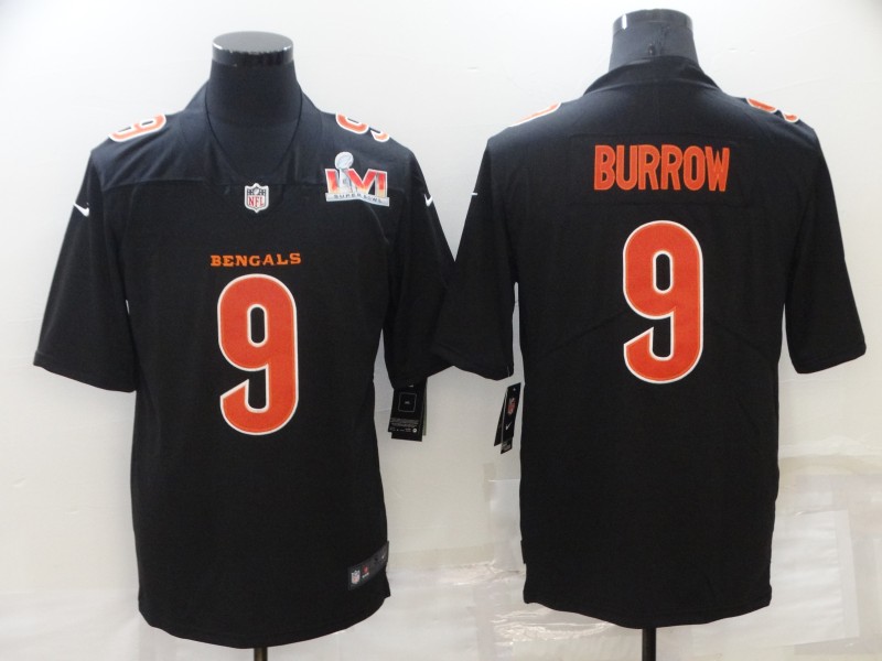 Nike Bengals 9 Joe Burrow Black 2022 Super Bowl LVI Vapor Limited Jersey,We sell and wholesale Nike Bengals 9 Joe Burrow Black 2022 Super Bowl LVI Vapor Limited Jersey on line form chian!